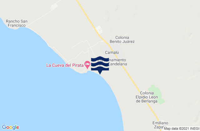 Mappa delle maree di Camalú, Mexico