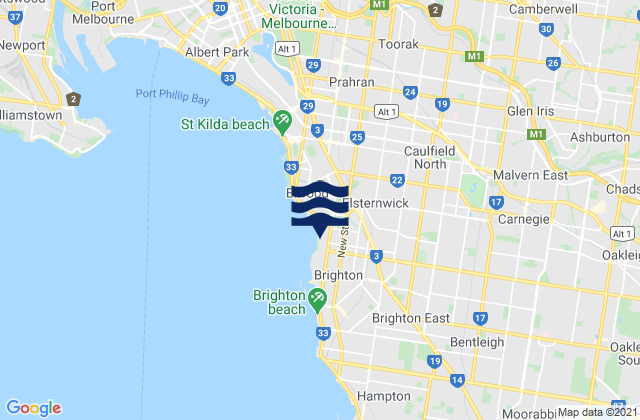 Mappa delle maree di Camberwell, Australia
