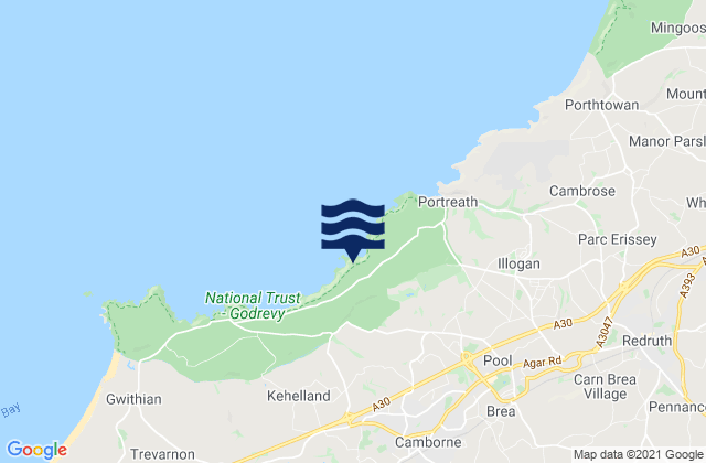 Mappa delle maree di Camborne, United Kingdom