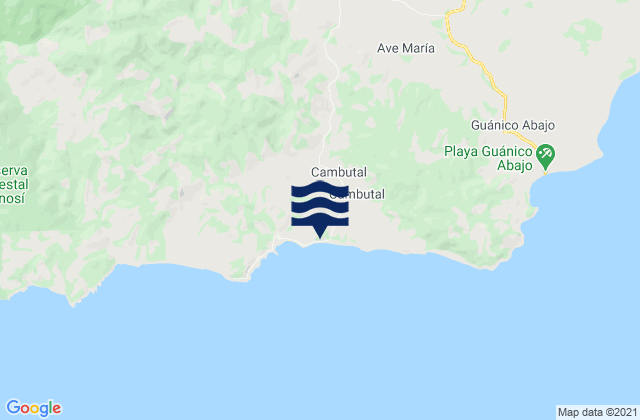 Mappa delle maree di Cambutal, Panama