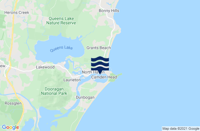 Mappa delle maree di Camden Haven, Australia