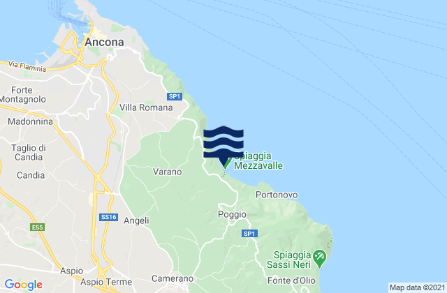 Mappa delle maree di Camerano, Italy
