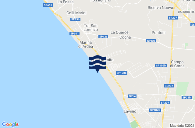 Mappa delle maree di Camilleri-Vallelata, Italy