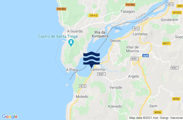 Mappa delle maree di Caminha, Portugal