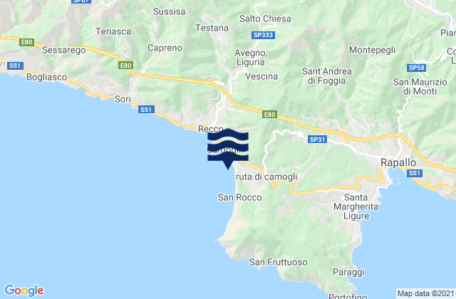 Mappa delle maree di Camogli, Italy