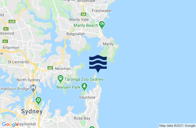 Mappa delle maree di Camp Cove, Australia