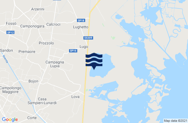 Mappa delle maree di Campagna Lupia, Italy
