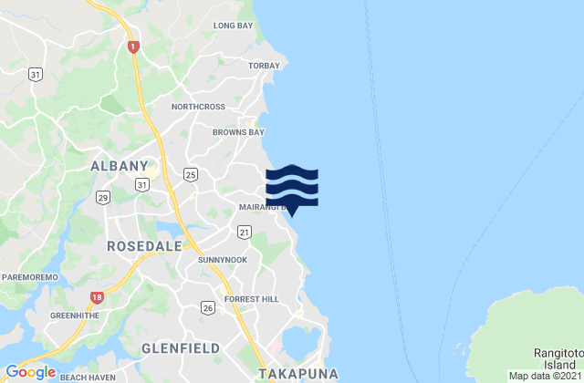Mappa delle maree di Campbells Bay, New Zealand