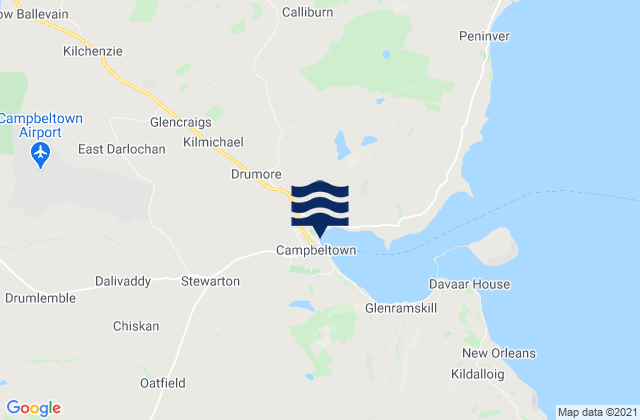Mappa delle maree di Campbeltown, United Kingdom