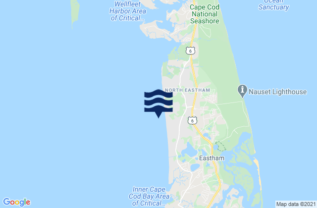 Mappa delle maree di Campground Eastham, United States
