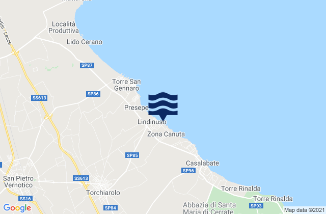 Mappa delle maree di Campi Salentina, Italy