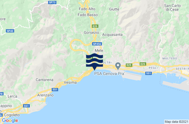 Mappa delle maree di Campo Ligure, Italy
