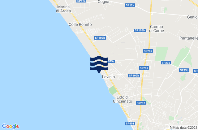 Mappa delle maree di Campo di Carne, Italy