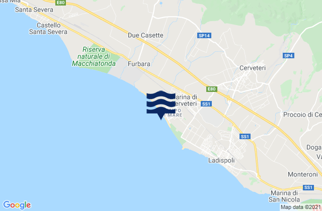 Mappa delle maree di Campo di Mare, Italy