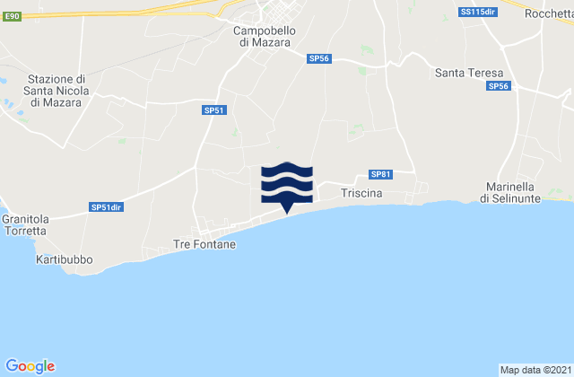 Mappa delle maree di Campobello di Mazara, Italy