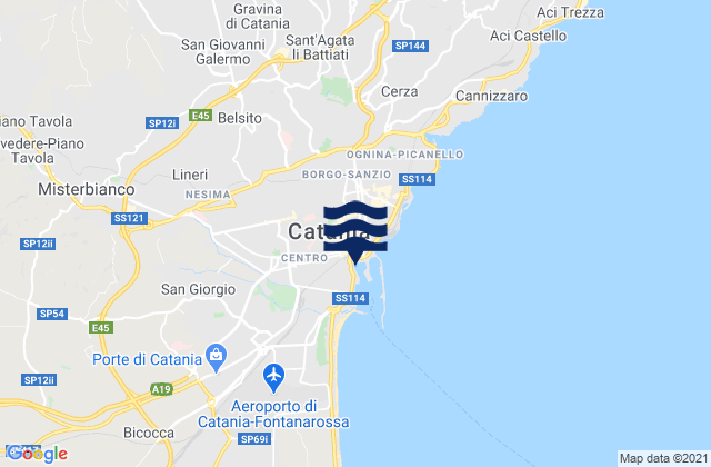Mappa delle maree di Camporotondo Etneo, Italy