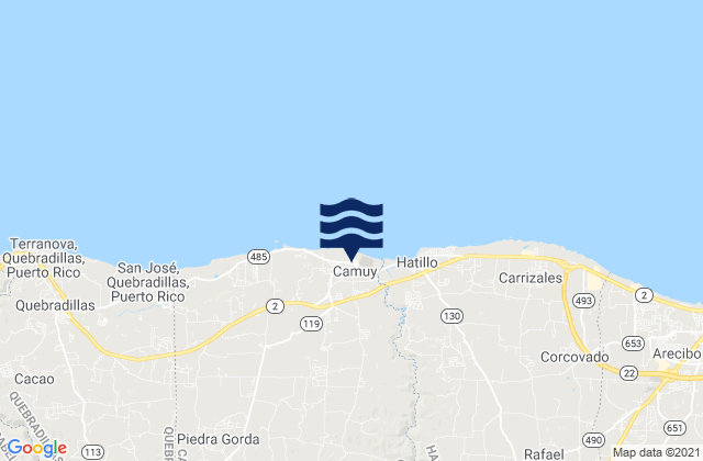 Mappa delle maree di Camuy Municipio, Puerto Rico