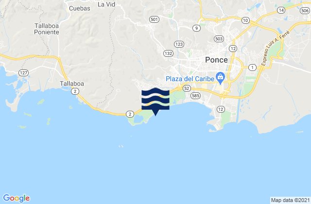 Mappa delle maree di Canas Barrio, Puerto Rico