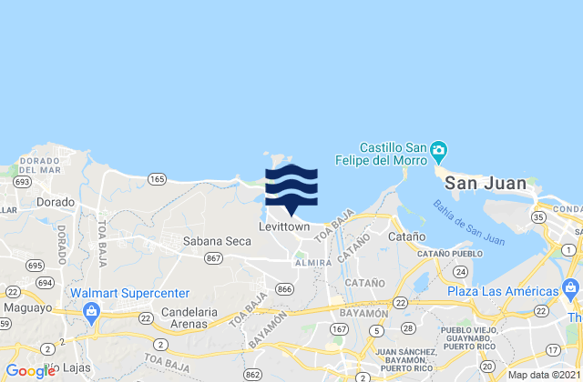 Mappa delle maree di Candelaria, Puerto Rico