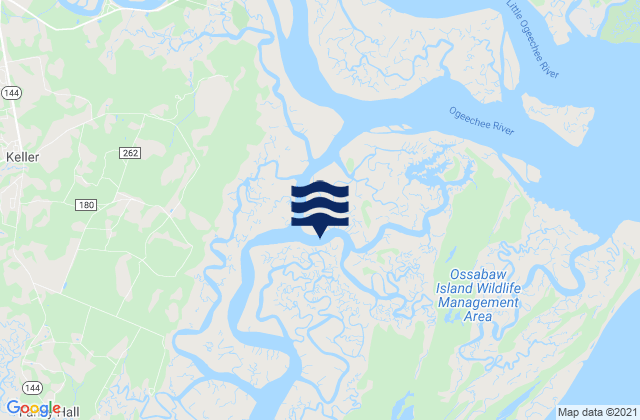 Mappa delle maree di Cane Patch Creek Entrance, United States