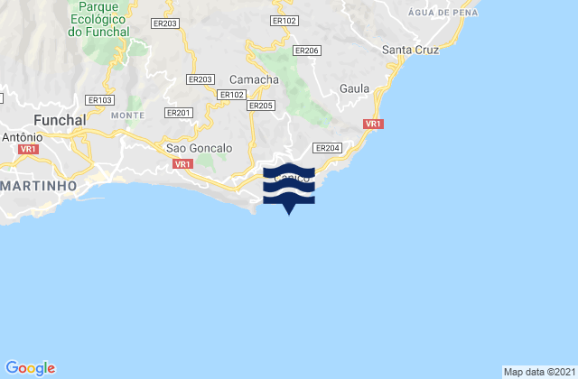 Mappa delle maree di Caniço, Portugal