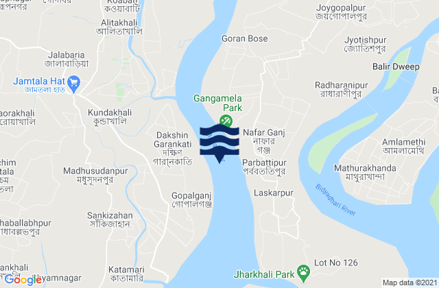 Mappa delle maree di Canning Town, India