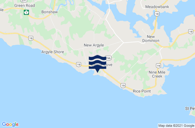 Mappa delle maree di Canoe Cove, Canada