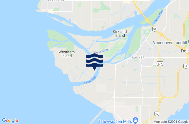 Mappa delle maree di Canoe Pass, Canada