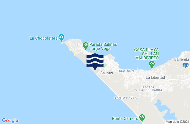 Mappa delle maree di Cantón Salinas, Ecuador