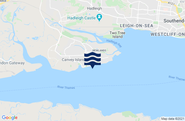 Mappa delle maree di Canvey Island Beach, United Kingdom