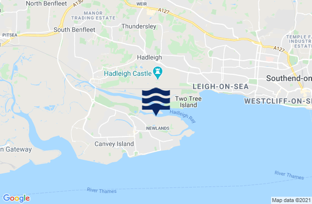 Mappa delle maree di Canvey Island, United Kingdom