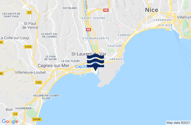Mappa delle maree di Cap 3000, France