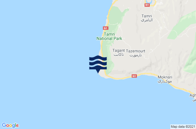 Mappa delle maree di Cap Ghir, Morocco