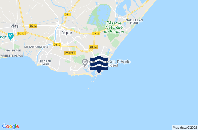 Mappa delle maree di Cap d'Agde, France