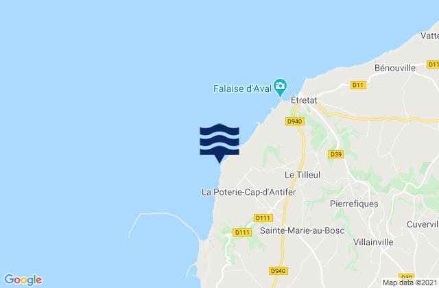 Mappa delle maree di Cap d'Antifer, France