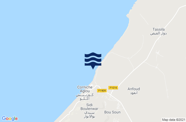 Mappa delle maree di Cap d’Aglou, Morocco