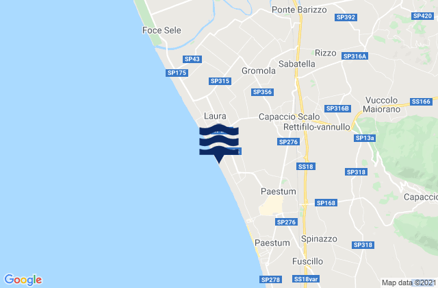 Mappa delle maree di Capaccio Scalo, Italy