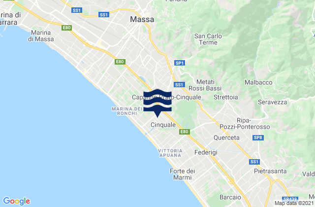 Mappa delle maree di Capanne-Prato-Cinquale, Italy