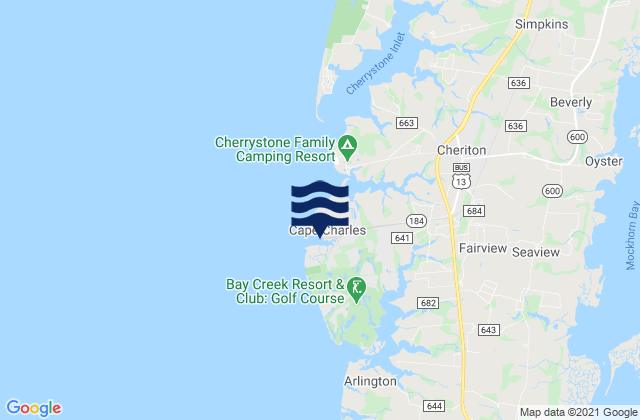 Mappa delle maree di Cape Charles Coast Guard Station, United States