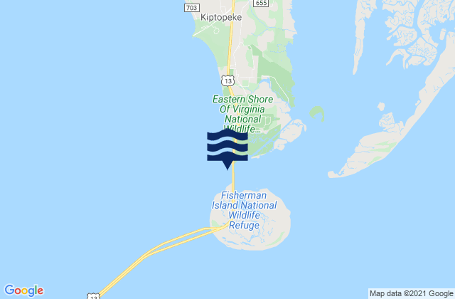 Mappa delle maree di Cape Charles off Wise Point, United States