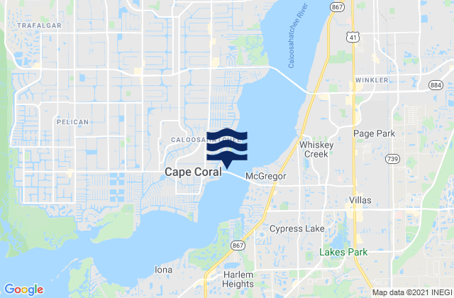 Mappa delle maree di Cape Coral Bridge, United States