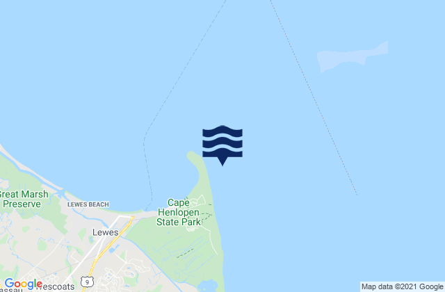 Mappa delle maree di Cape Henlopen 0.7 n.mi. ESE of, United States
