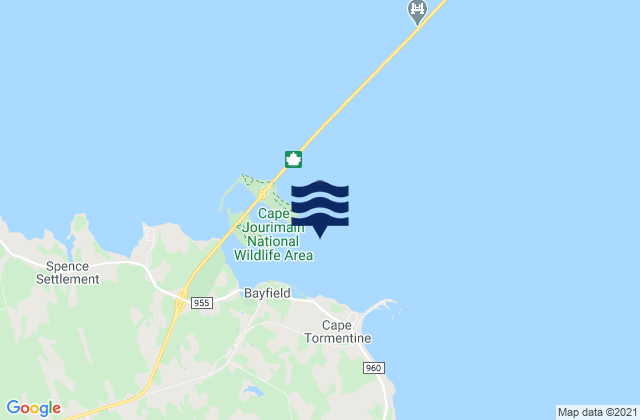 Mappa delle maree di Cape Jourimain, Canada