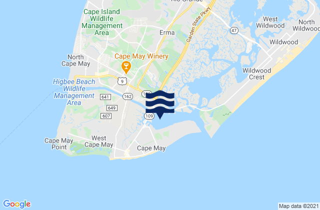 Mappa delle maree di Cape May Canal east end, United States