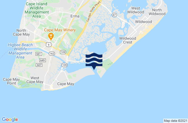 Mappa delle maree di Cape May Harbor entrance, United States