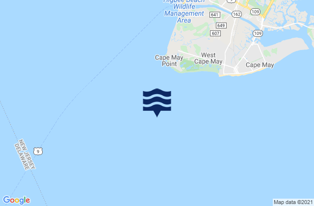 Mappa delle maree di Cape May Point 1.4 n.mi. SSW of, United States
