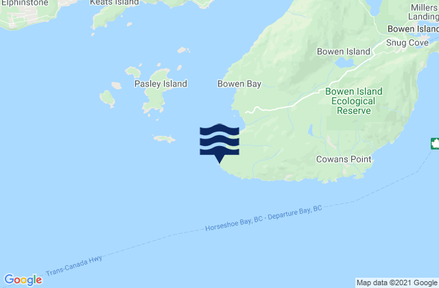 Mappa delle maree di Cape Roger Curtis, Canada