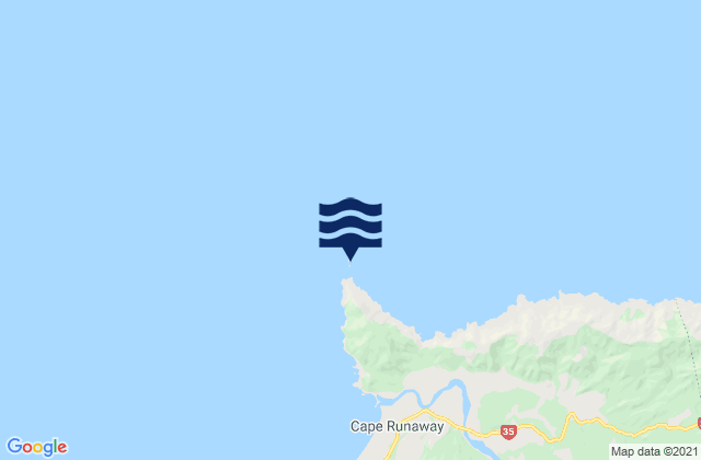 Mappa delle maree di Cape Runaway, New Zealand