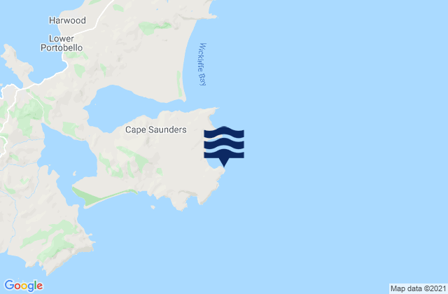 Mappa delle maree di Cape Saunders, New Zealand
