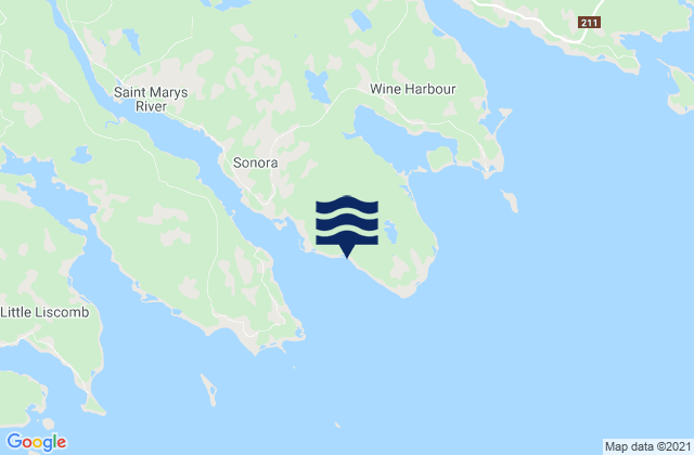 Mappa delle maree di Cape St. Marys, Canada